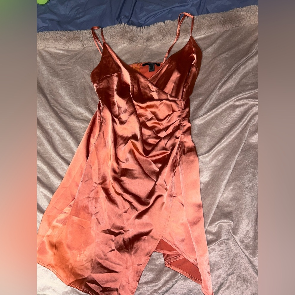Forever 21 Satin Dress in Burnt Orange